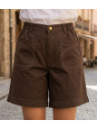 Short pour femme en coton stretch marron de la marque MAYFLOWER modèle MEKNES SE8033 avec taille élastiquée sur les hanches