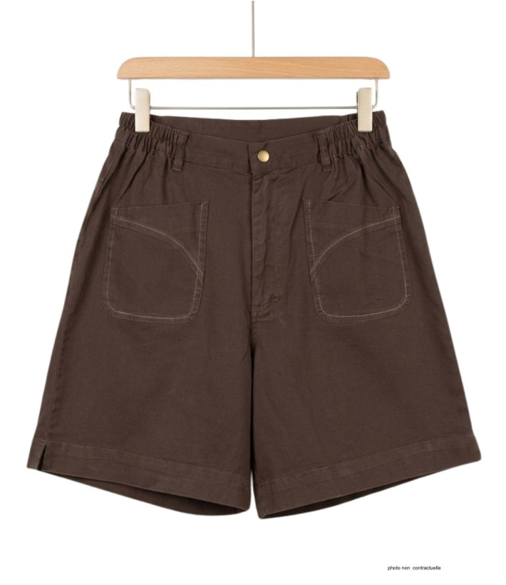 Short marron MAYFLOWER MEKNES SE8033 coton stretch taille élastique