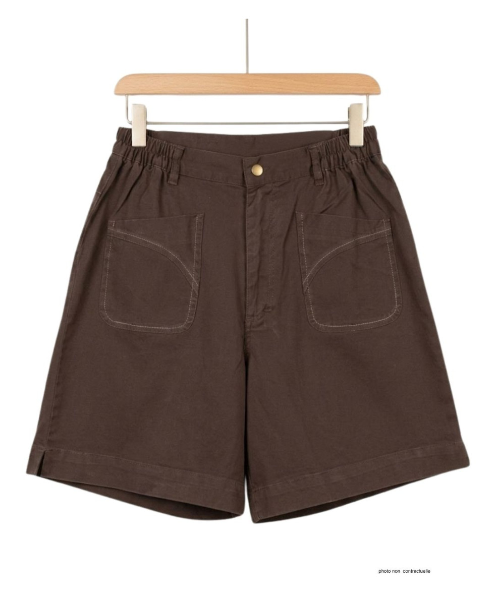Short marron MAYFLOWER MEKNES SE8033 coton stretch taille élastique