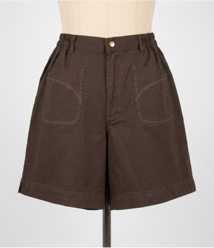 Short marron MAYFLOWER MEKNES SE8033 coton stretch taille élastique