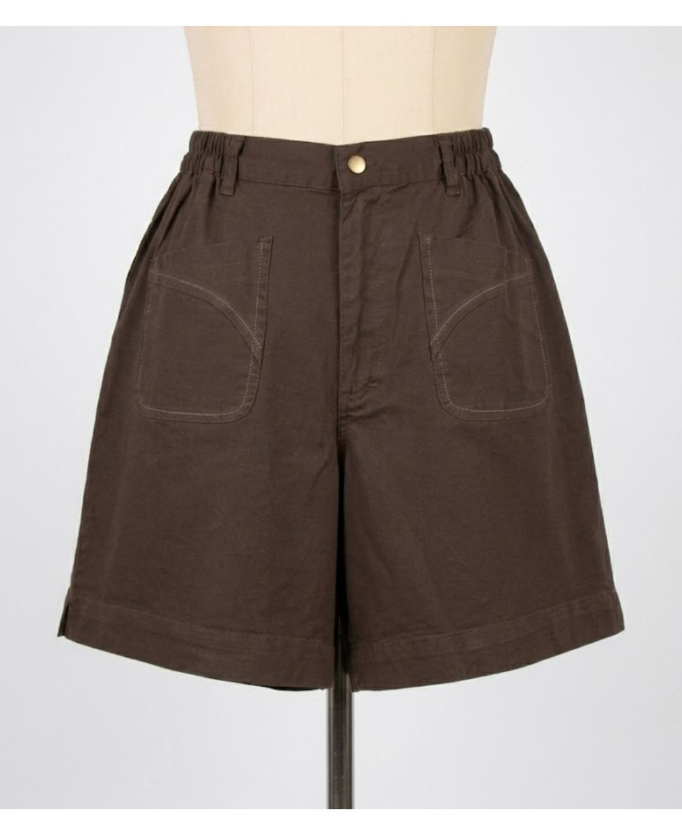 Short marron MAYFLOWER MEKNES SE8033 coton stretch taille élastique