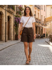 Short marron MAYFLOWER MEKNES SE8033 coton stretch taille élastique