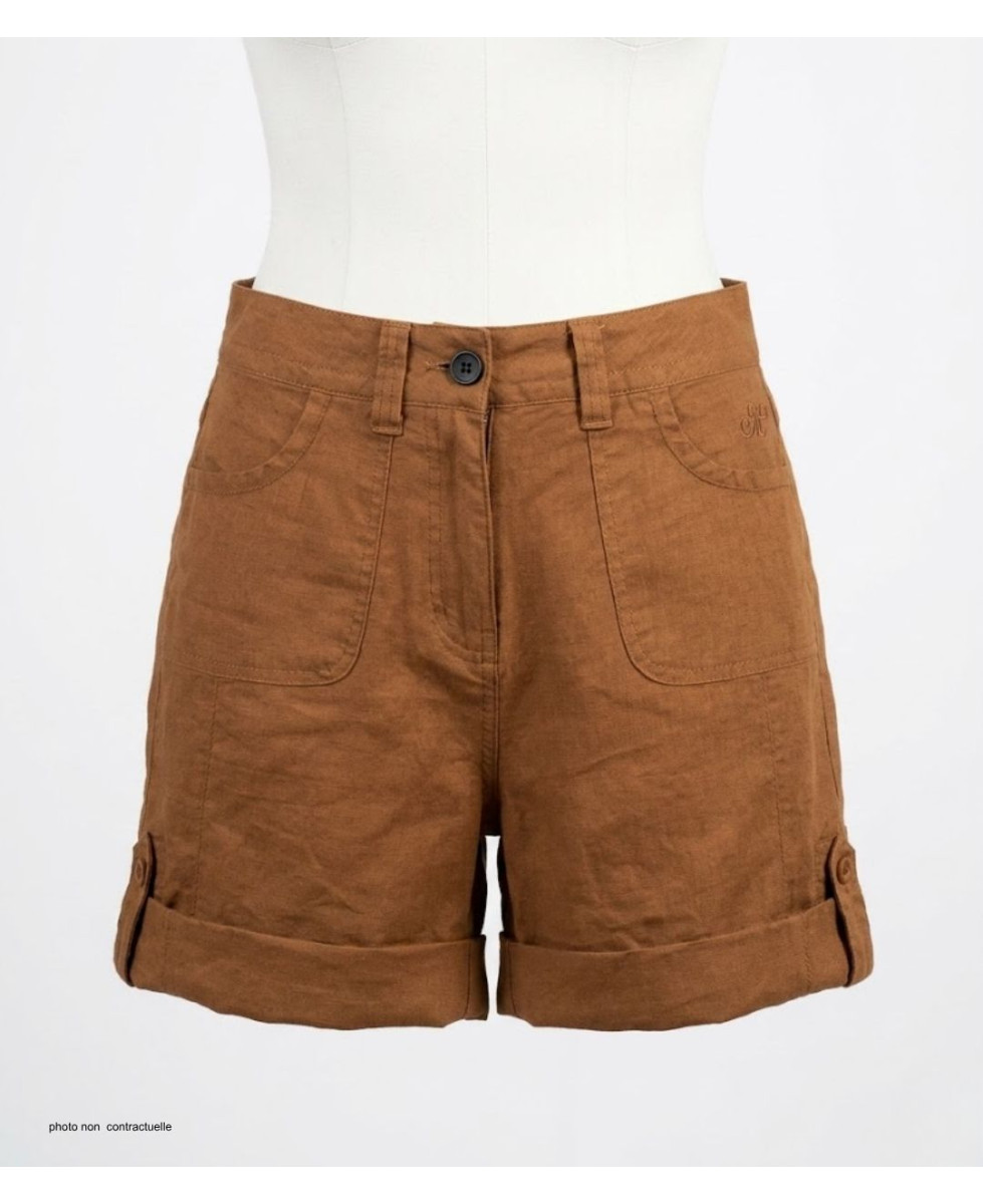 Short camel MAYFLOWER BOCCAC en lin et coton ajustable