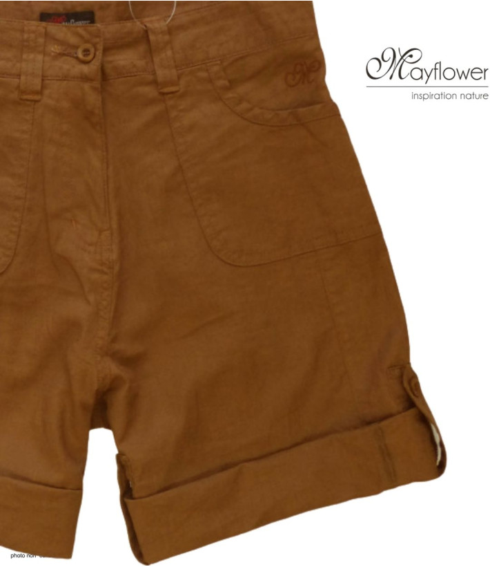 Short camel MAYFLOWER BOCCAC en lin et coton ajustable