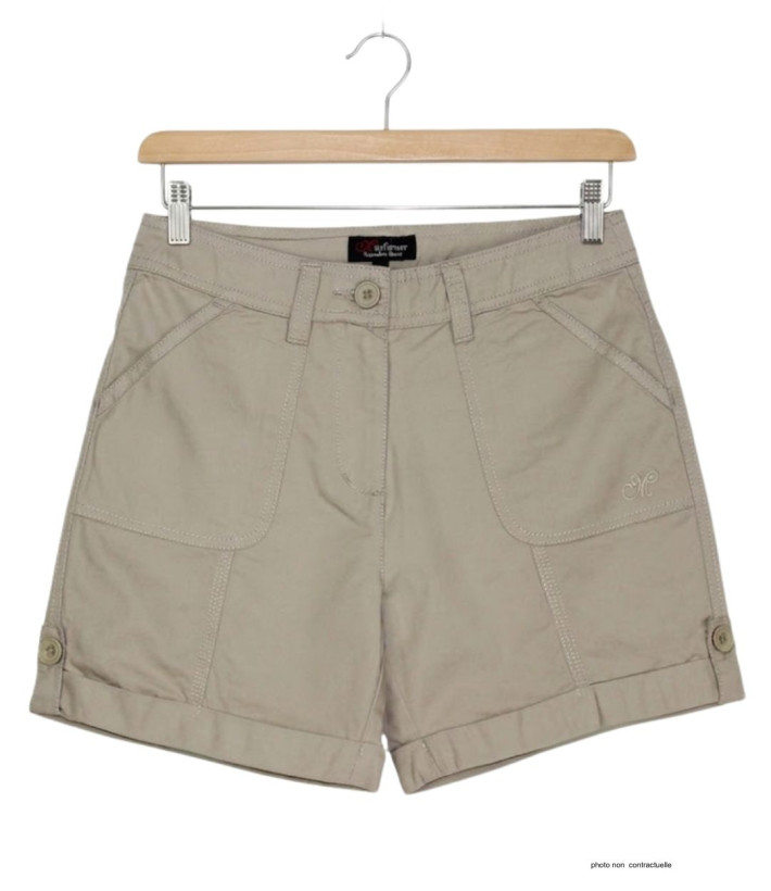 Short beige MAYFLOWER EXTRA1B en coton à revers modulables