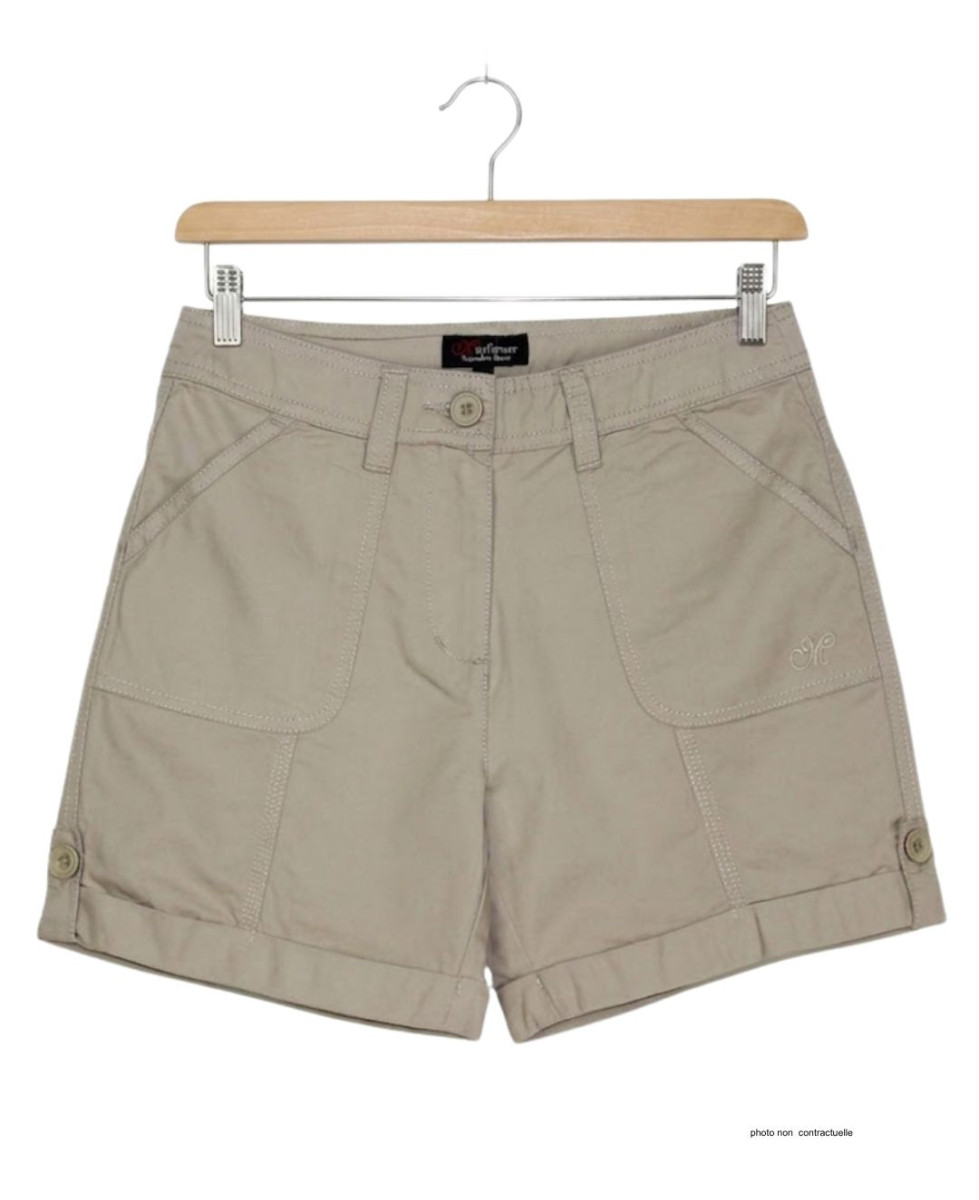 Short beige MAYFLOWER EXTRA1B en coton à revers modulables
