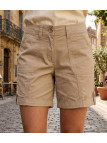 Short beige MAYFLOWER EXTRA1B en coton à revers modulables