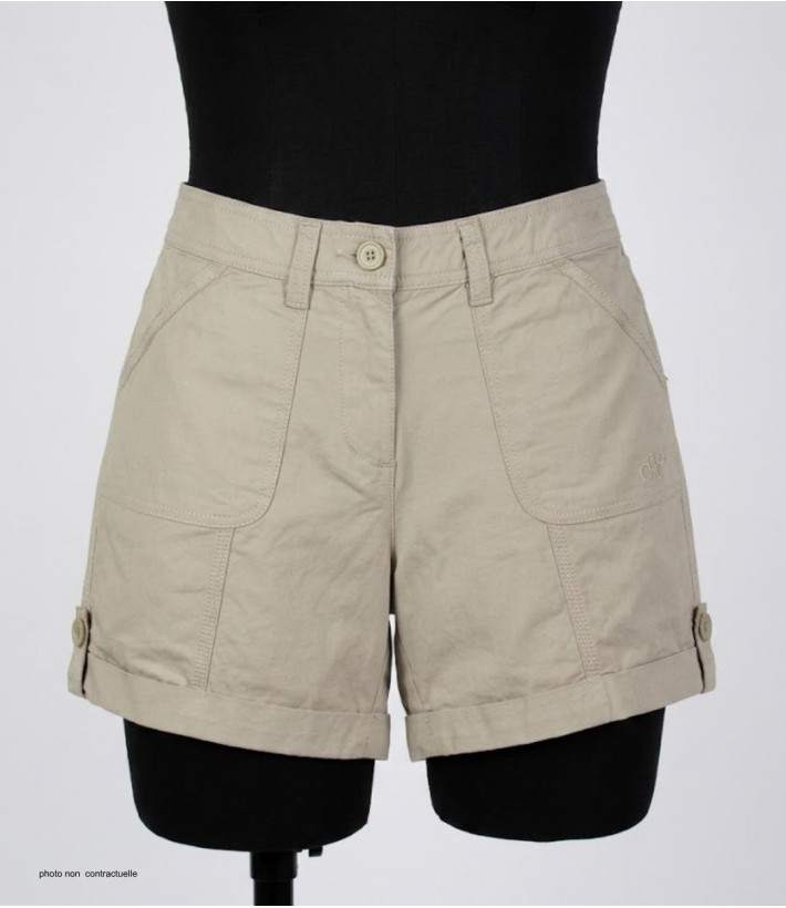 Short beige MAYFLOWER EXTRA1B en coton à revers modulables