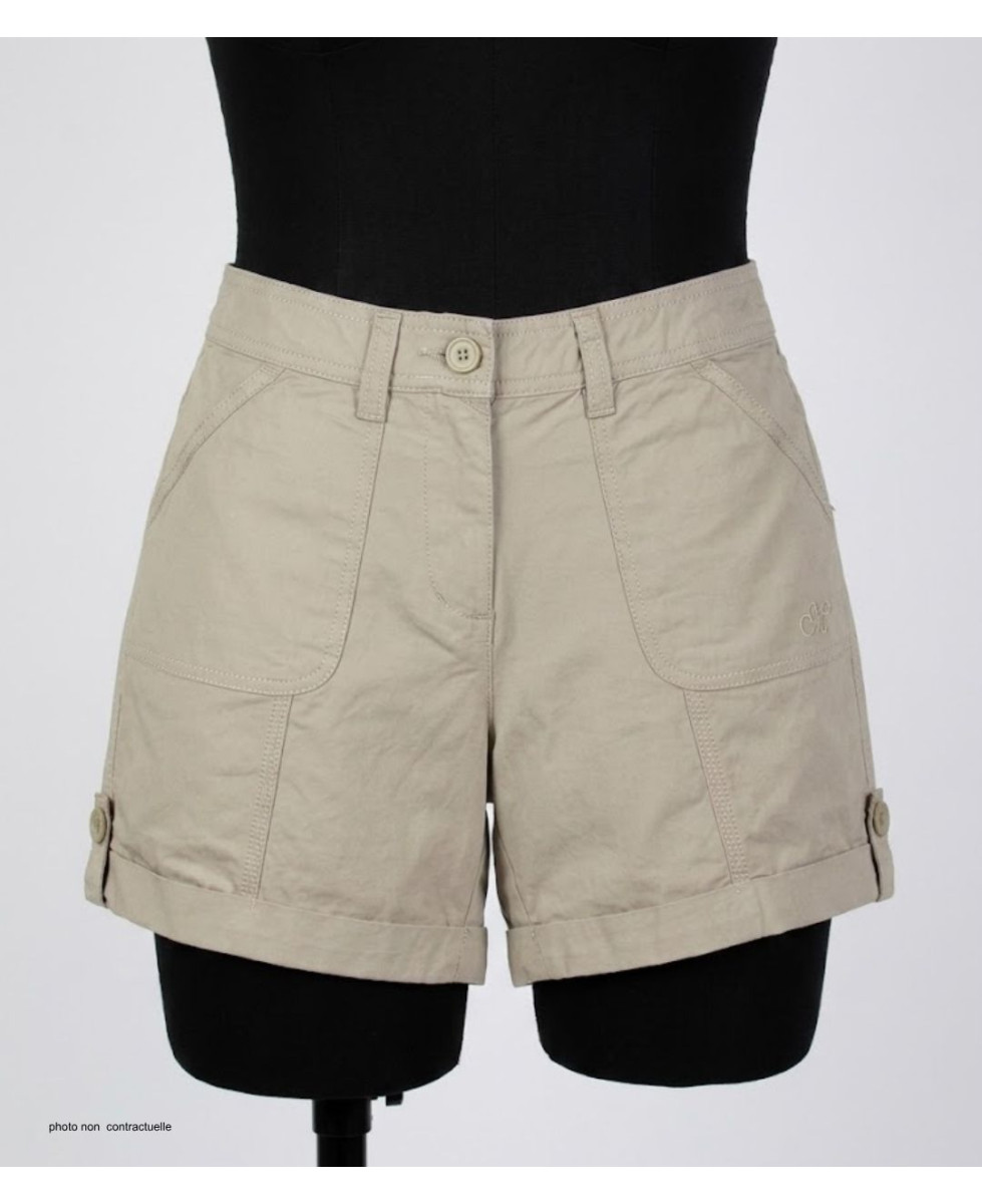 Short beige MAYFLOWER EXTRA1B en coton à revers modulables