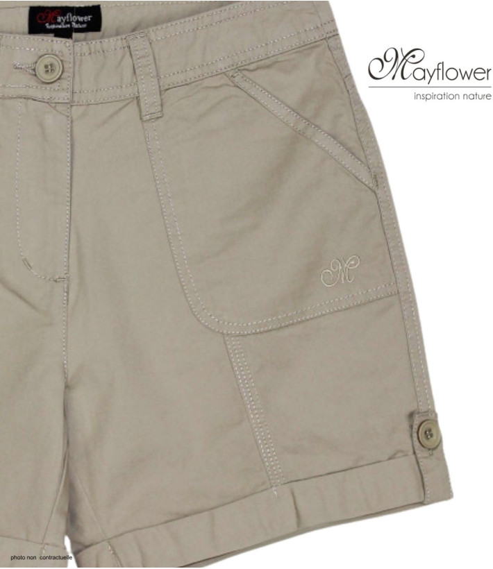 Short beige MAYFLOWER EXTRA1B en coton à revers modulables
