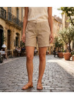 Short beige MAYFLOWER EXTRA1B en coton à revers modulables