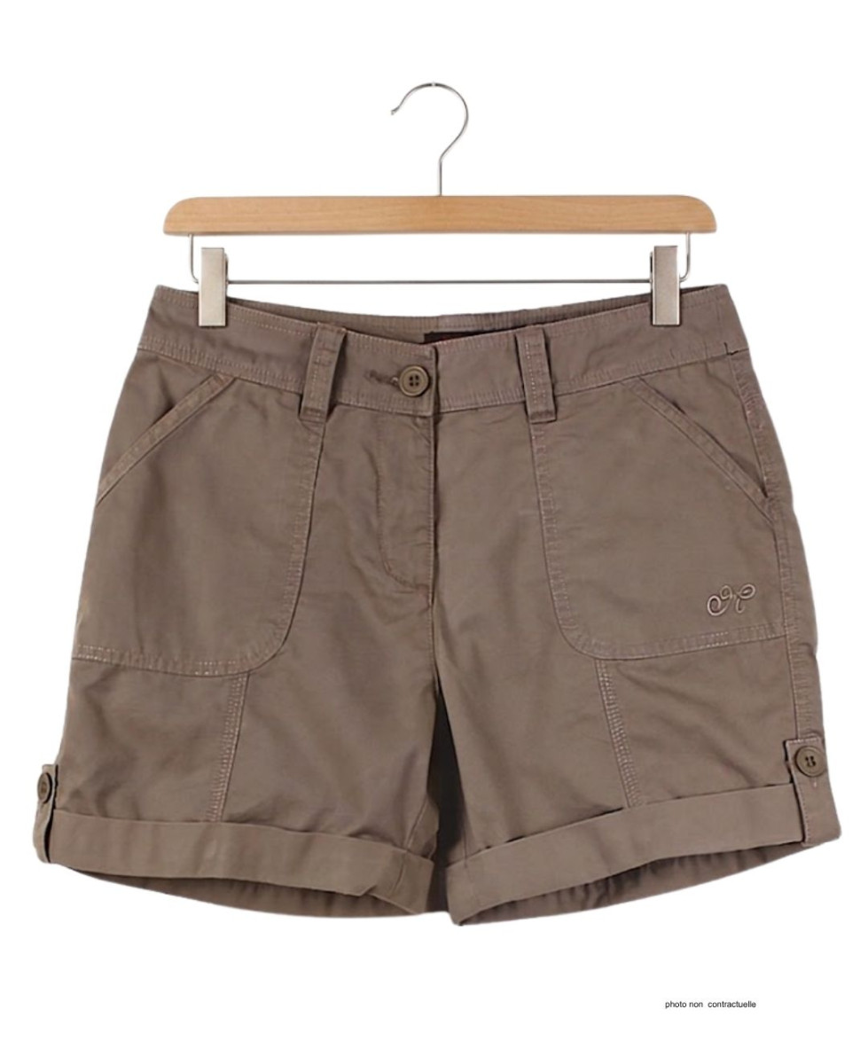 Short taupe MAYFLOWER EXTRA2T en coton à revers réglables