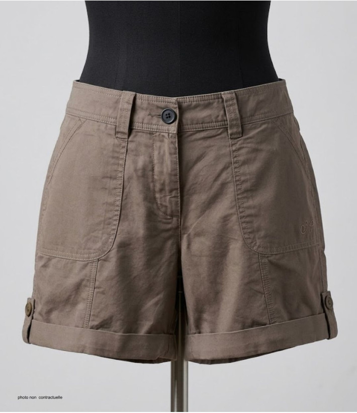 Short taupe MAYFLOWER EXTRA2T en coton à revers réglables