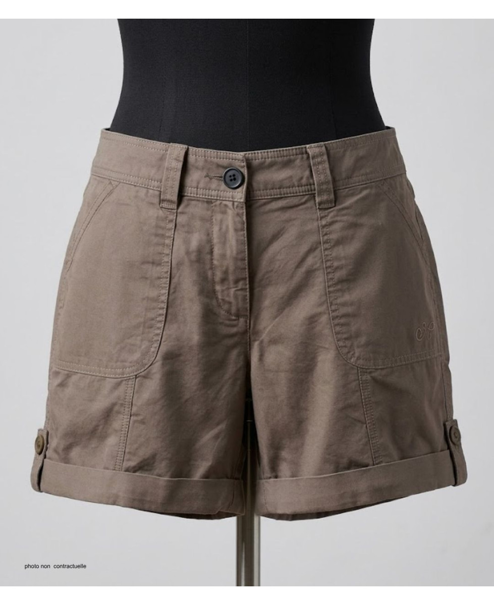 Short taupe MAYFLOWER EXTRA2T en coton à revers réglables