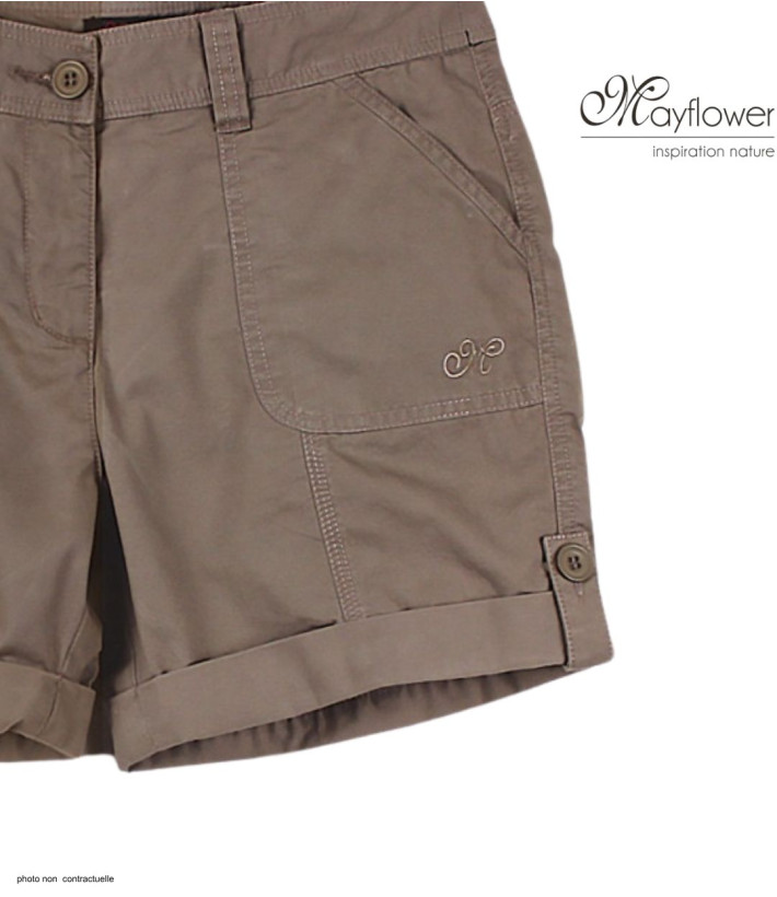Short taupe MAYFLOWER EXTRA2T en coton à revers réglables