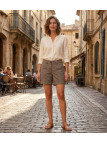 Short taupe MAYFLOWER EXTRA2T en coton à revers réglables