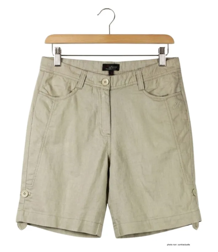 Short grandes tailles beige AXONE MAGO1 en lin et coton