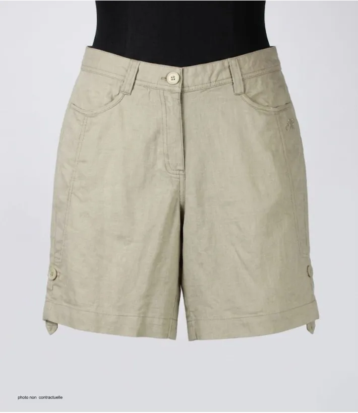 Short grandes tailles beige AXONE MAGO1 en lin et coton