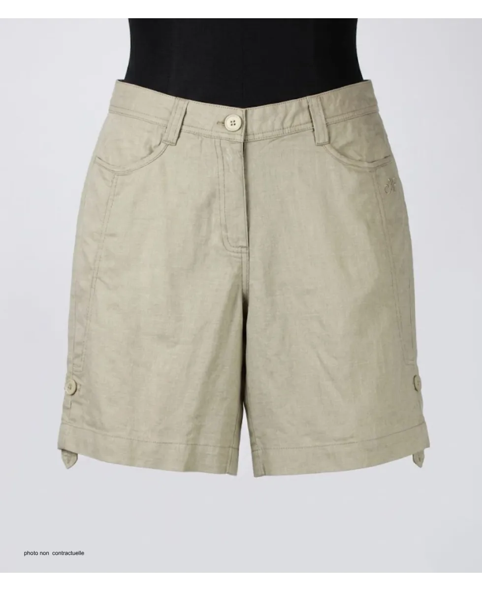 Short grandes tailles beige AXONE MAGO1 en lin et coton