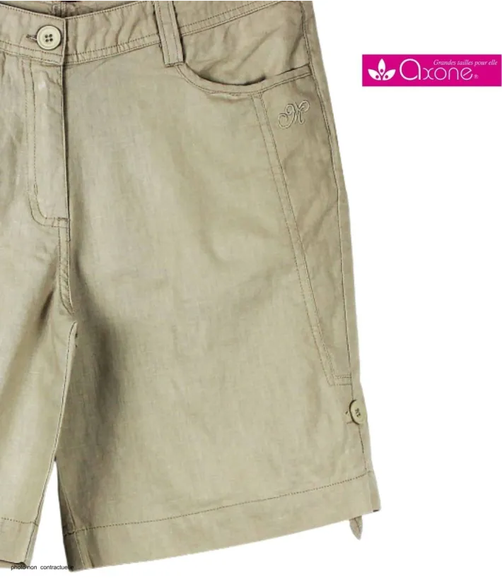 Short grandes tailles beige AXONE MAGO1 en lin et coton