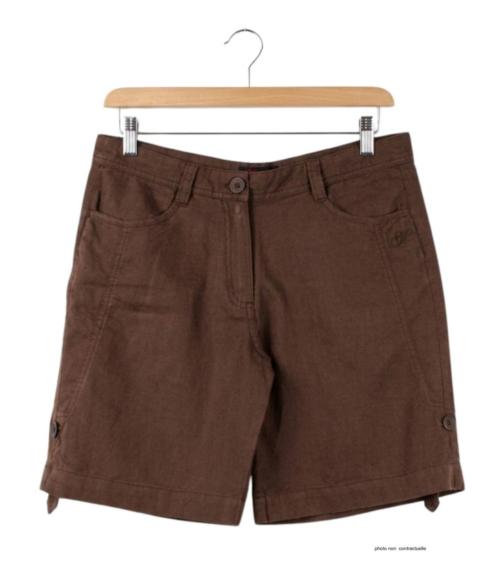 Short grandes tailles brun AXONE MAGO2 en lin et coton