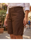 Short grandes tailles brun AXONE MAGO2 en lin et coton