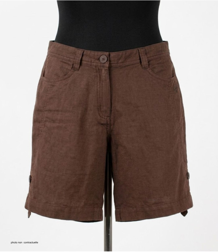 Short grandes tailles brun AXONE MAGO2 en lin et coton