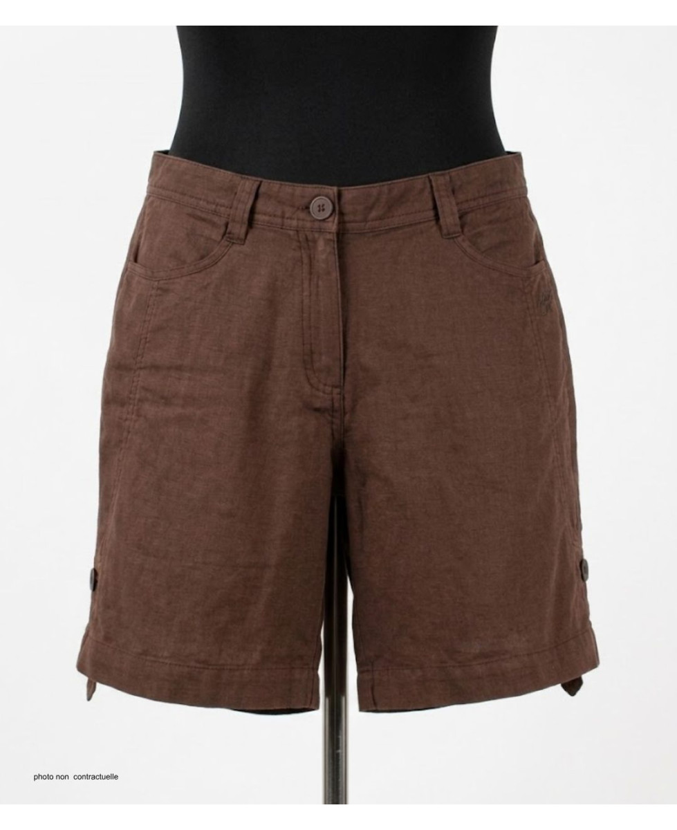 Short grandes tailles brun AXONE MAGO2 en lin et coton