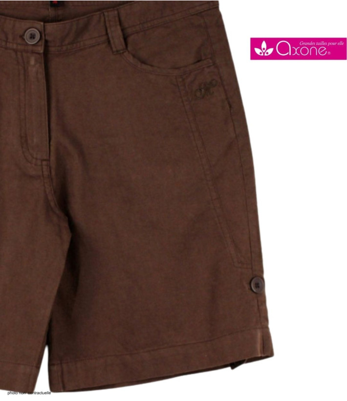 Short grandes tailles brun AXONE MAGO2 en lin et coton