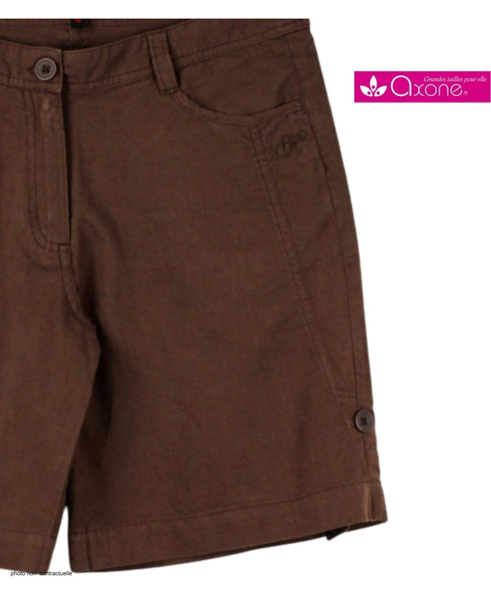 Short grandes tailles brun AXONE MAGO2 en lin et coton