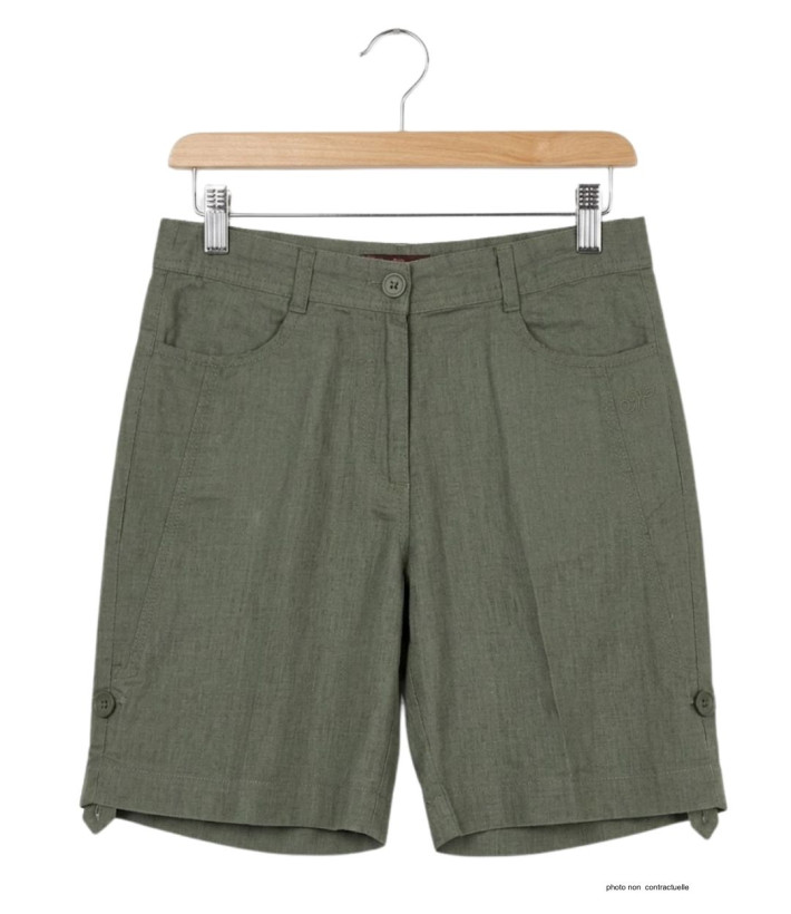 Short olive MAYFLOWER MIGUEL1 en lin à longueur réglable