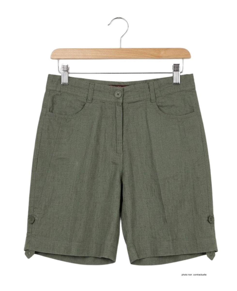 Short olive MAYFLOWER MIGUEL1 en lin à longueur réglable