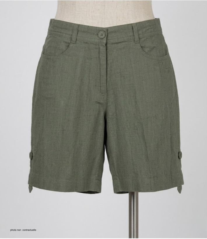 Short olive MAYFLOWER MIGUEL1 en lin à longueur réglable