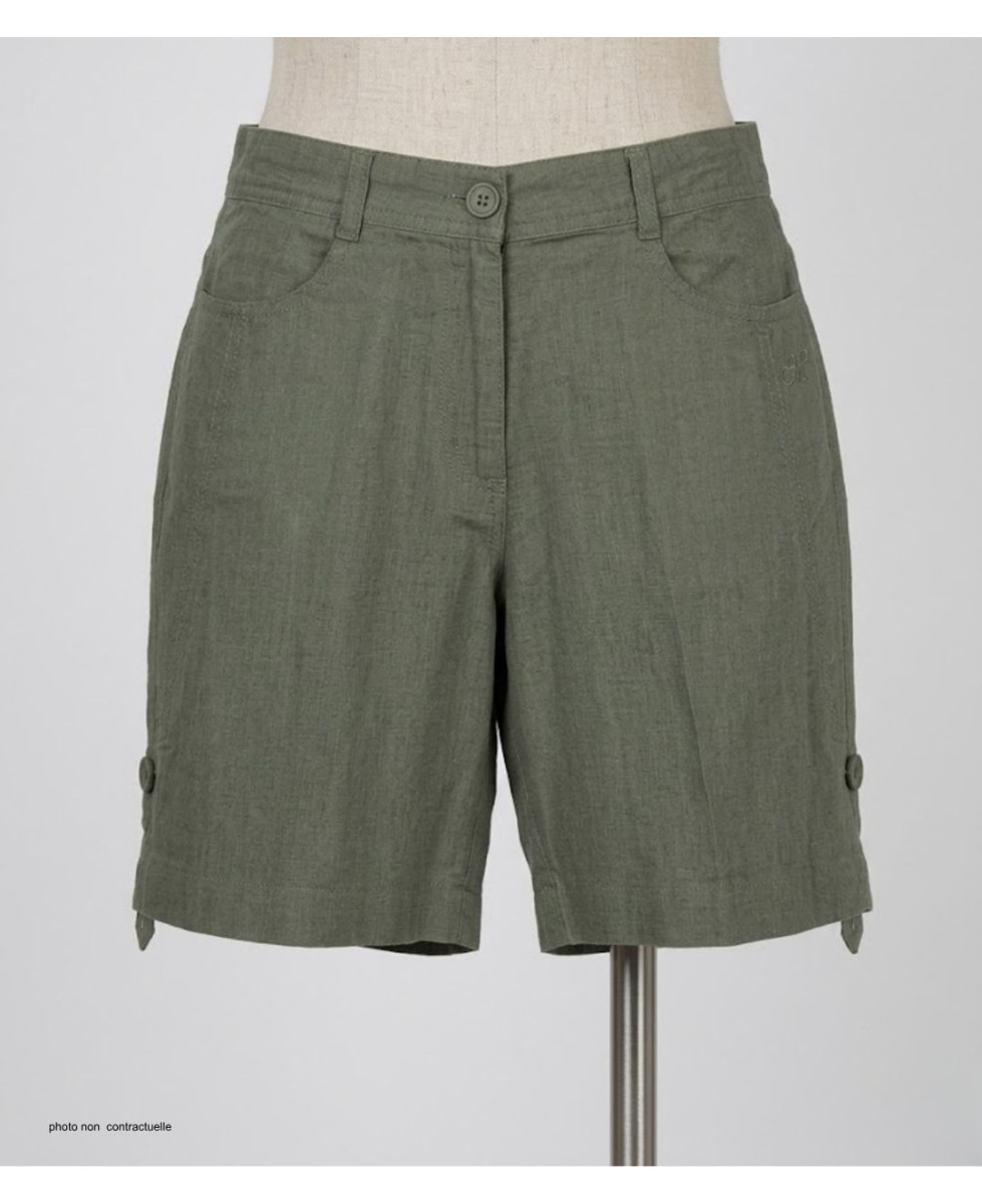 Short olive MAYFLOWER MIGUEL1 en lin à longueur réglable