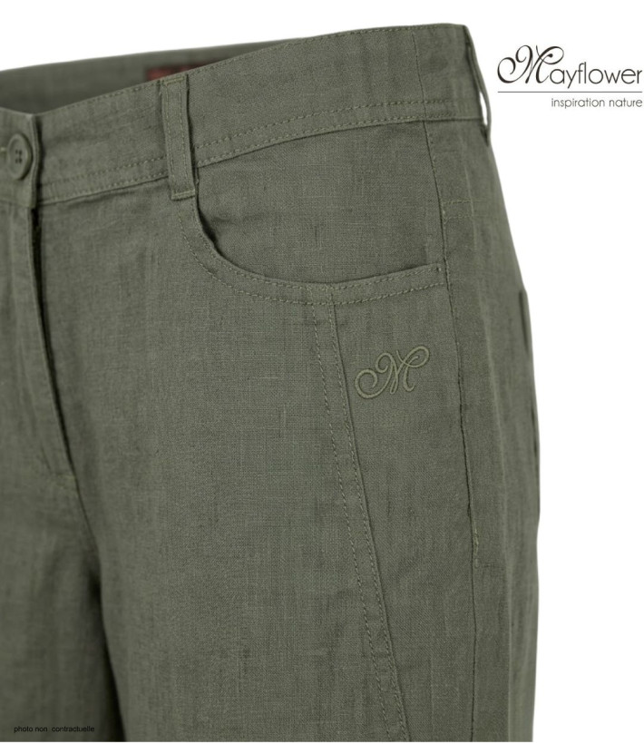 Short olive MAYFLOWER MIGUEL1 en lin à longueur réglable