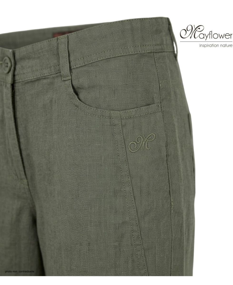 Short olive MAYFLOWER MIGUEL1 en lin à longueur réglable