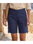 Short indigo MAYFLOWER MIGUEL2 en lin à longueur réglable