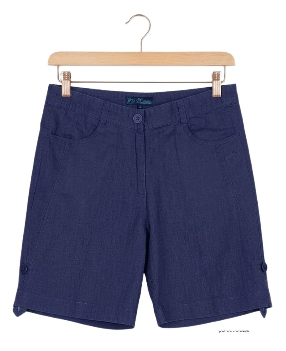 Short indigo MAYFLOWER MIGUEL2 en lin à longueur réglable