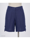 Short indigo MAYFLOWER MIGUEL2 en lin à longueur réglable
