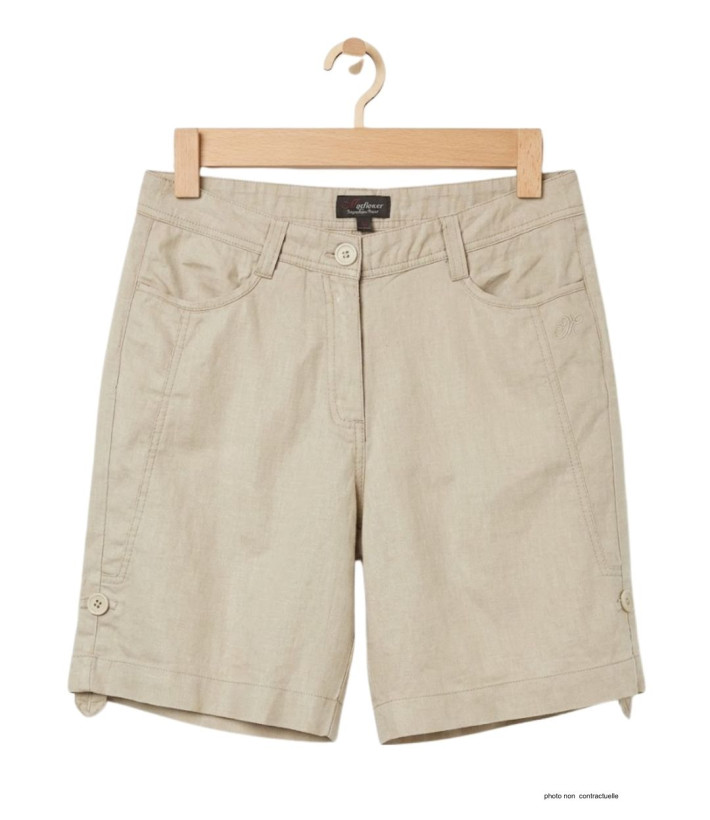 MAYFLOWER MINDY1 : Short en Lin Beige à Longueur Réglable