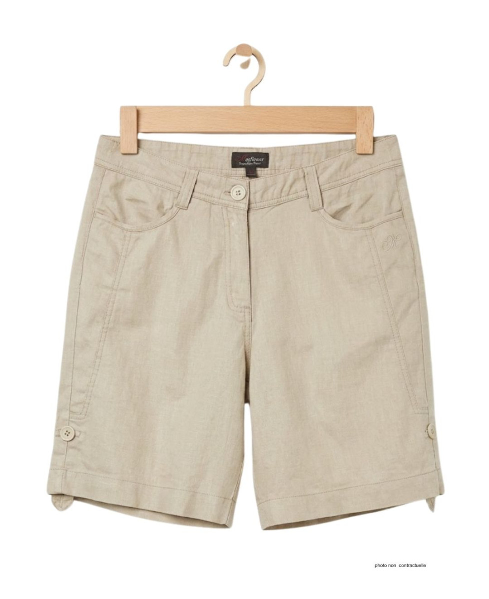 MAYFLOWER MINDY1 : Short en Lin Beige à Longueur Réglable