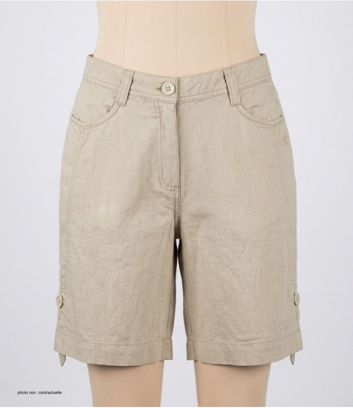 MAYFLOWER MINDY1 : Short en Lin Beige à Longueur Réglable
