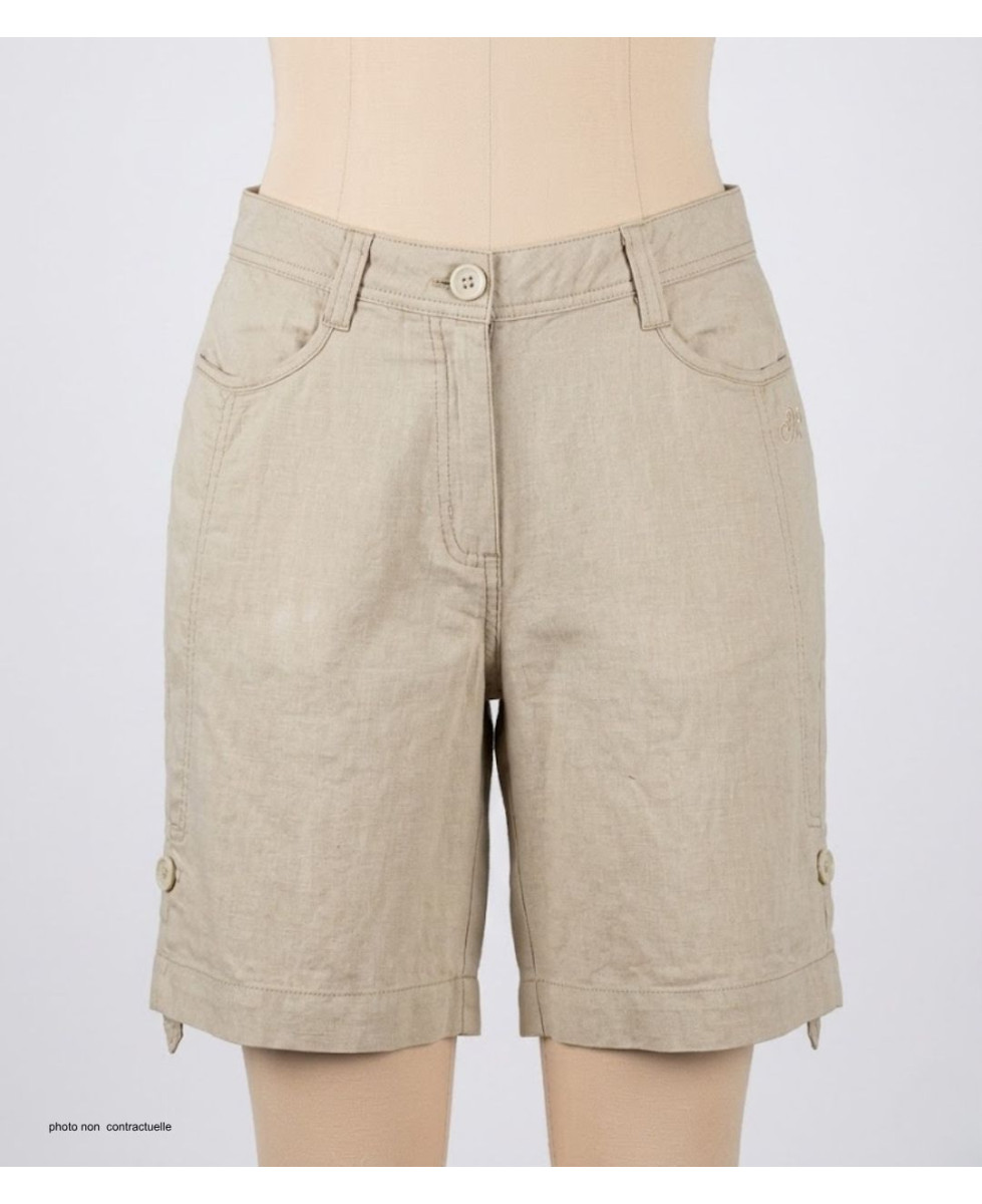MAYFLOWER MINDY1 : Short en Lin Beige à Longueur Réglable
