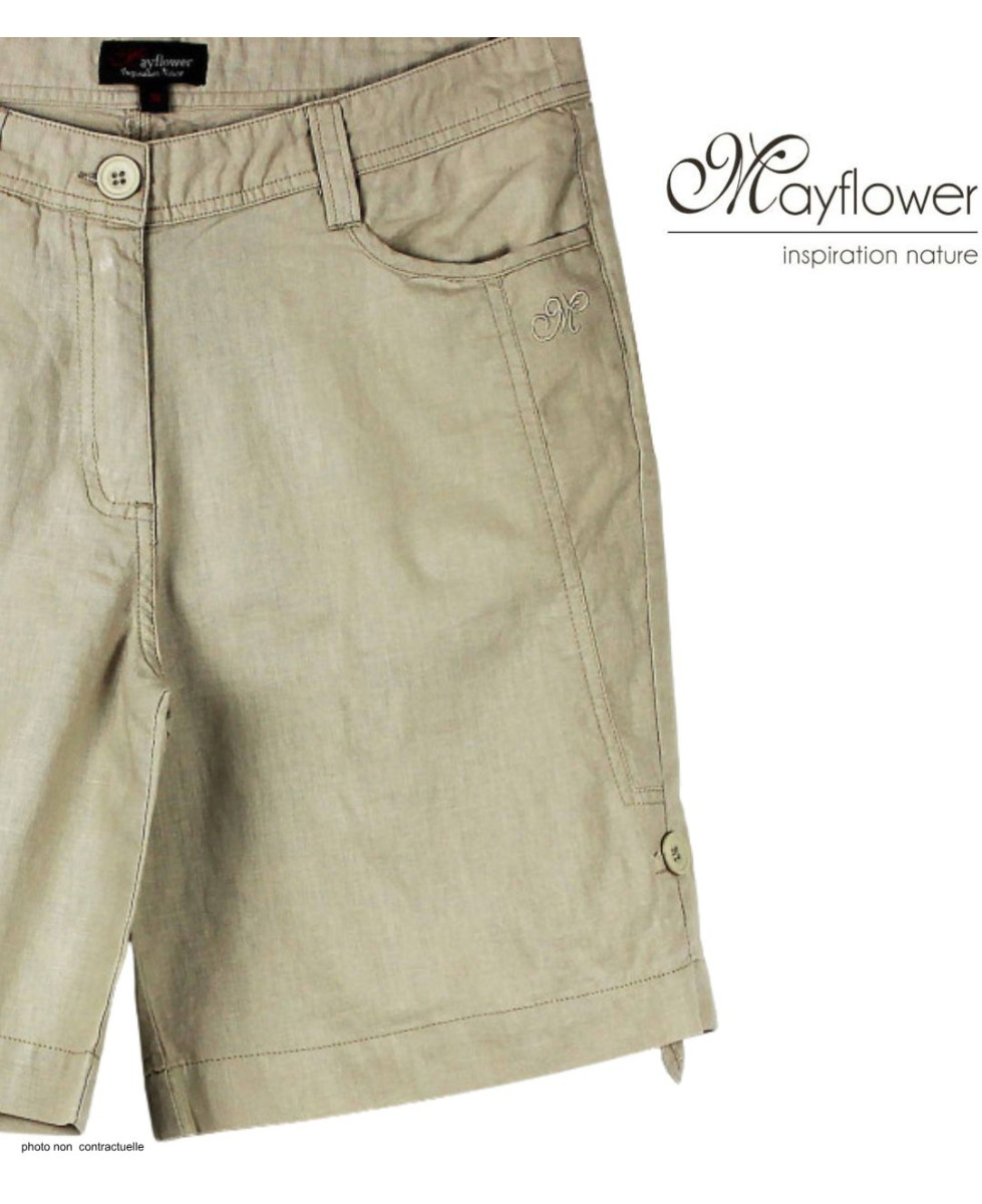 MAYFLOWER MINDY1 : Short en Lin Beige à Longueur Réglable