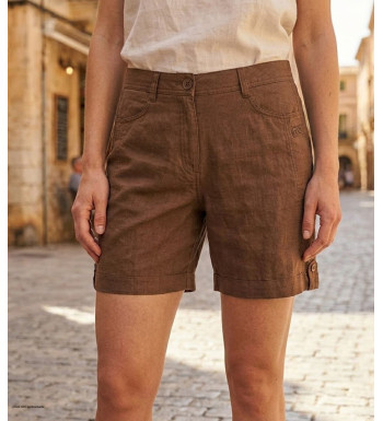 MAYFLOWER MINDY2 : Short en Lin Brun Marron Modulable