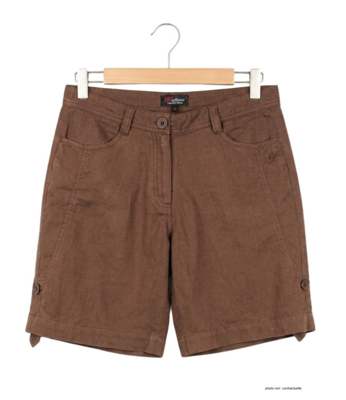 MAYFLOWER MINDY2 : Short en Lin Brun Marron Modulable