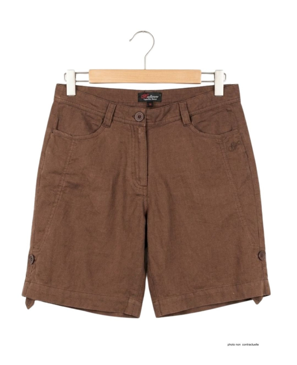 MAYFLOWER MINDY2 : Short en Lin Brun Marron Modulable