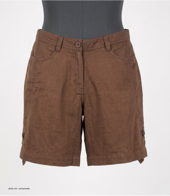 MAYFLOWER MINDY2 : Short en Lin Brun Marron Modulable