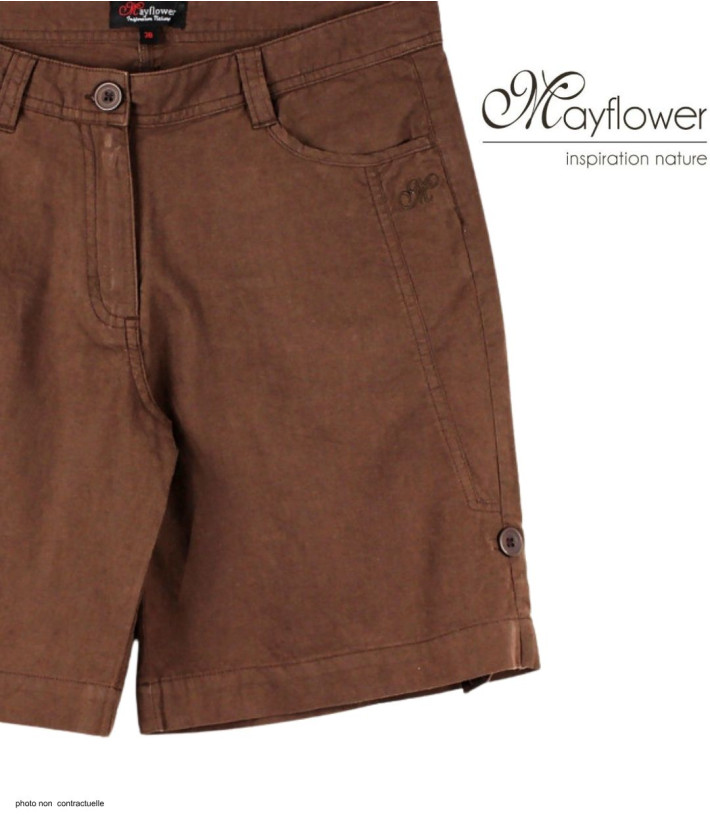 MAYFLOWER MINDY2 : Short en Lin Brun Marron Modulable