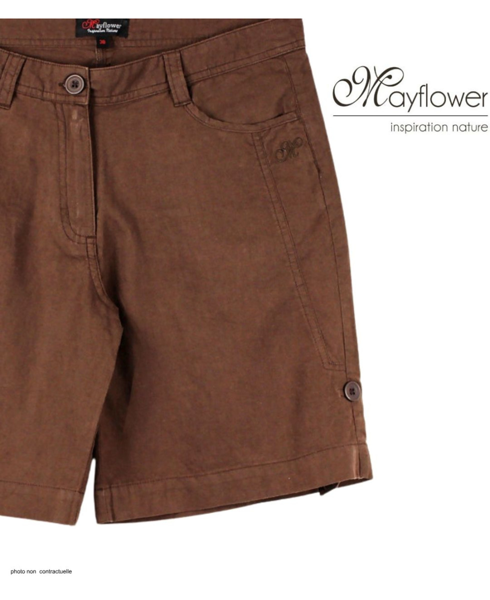 MAYFLOWER MINDY2 : Short en Lin Brun Marron Modulable